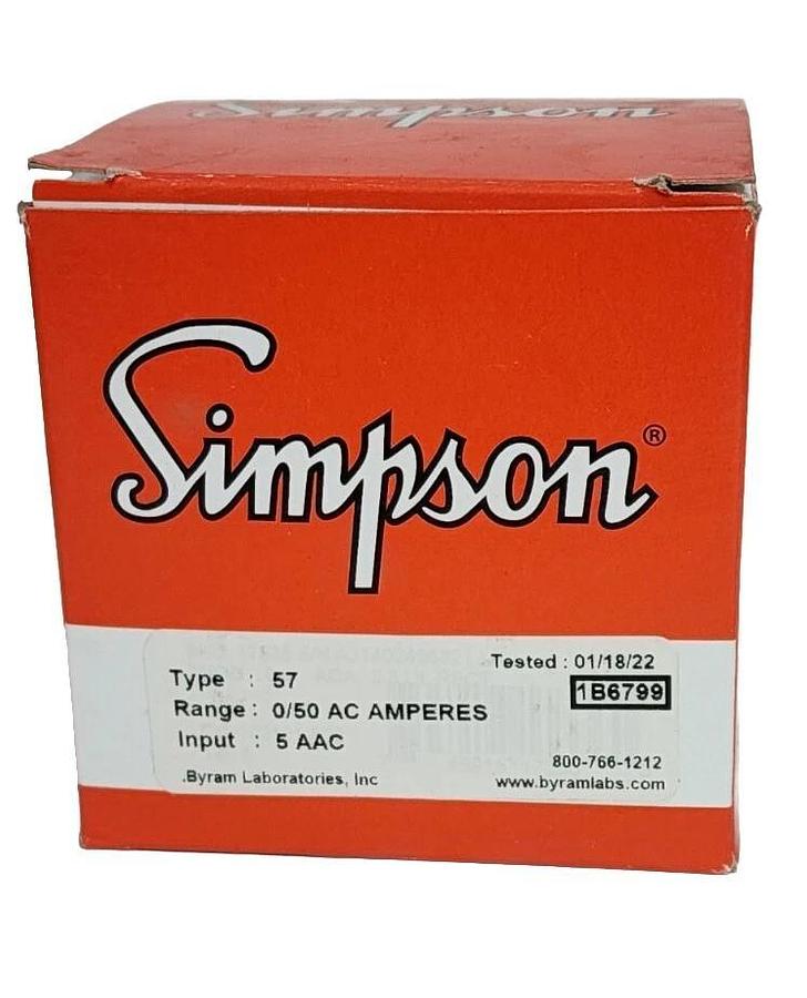Used NIB SIMPSON TYPE: 57 TIME METER 0-50 AC AMPERS