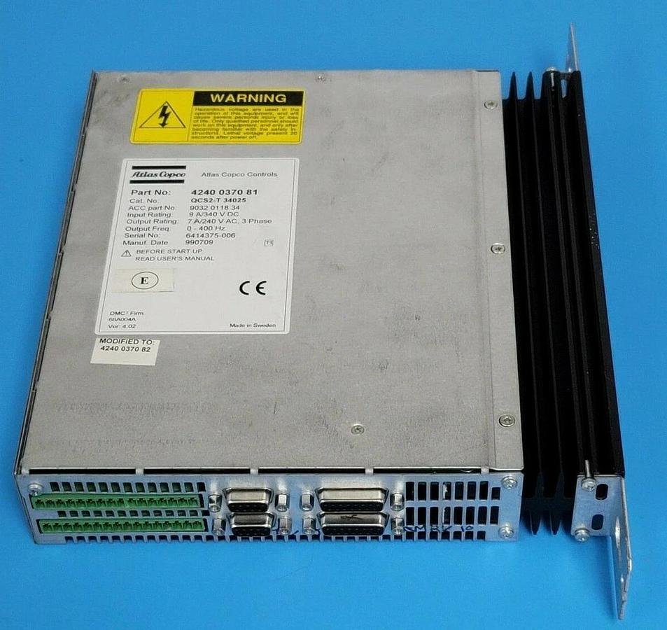 Used ATLAS COPCO 4240-0370-82 SERVO DRIVE 9A/340VDC 7A/240VAC 3PHASE