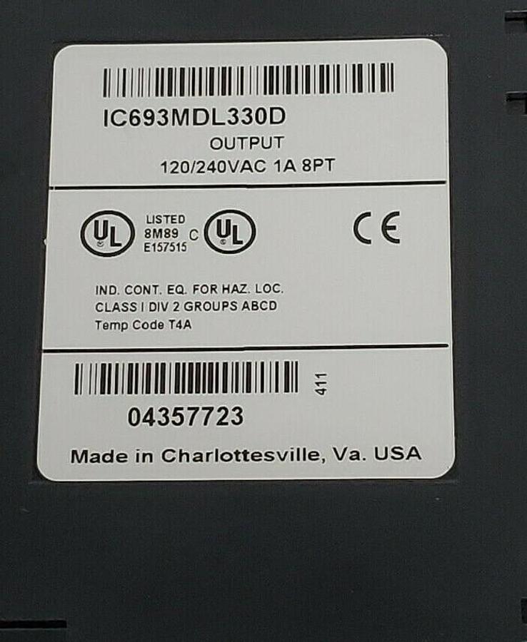 Used GE FANUC IC693MDL330D OUTPUT MODULE 120/240VAC,1A, 8 PT, IC693MDL330