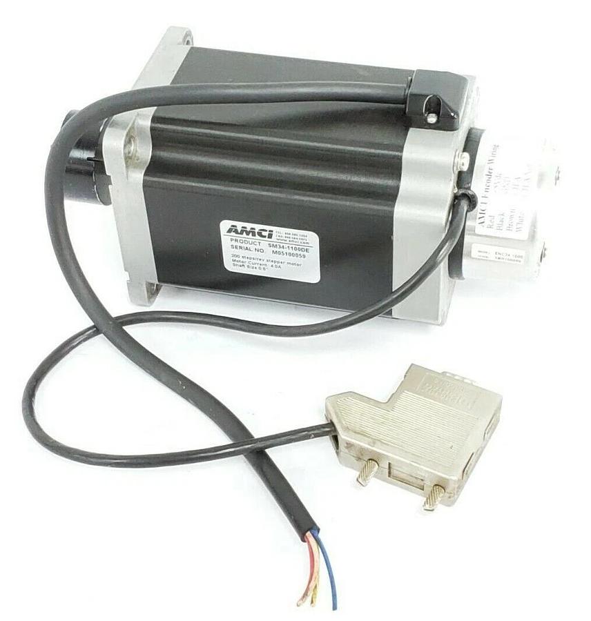 Used ADVANCED MICRO CONTROLS SM34-1100DE STEPPER MOTOR W/ ENC34-1000 ENCODER