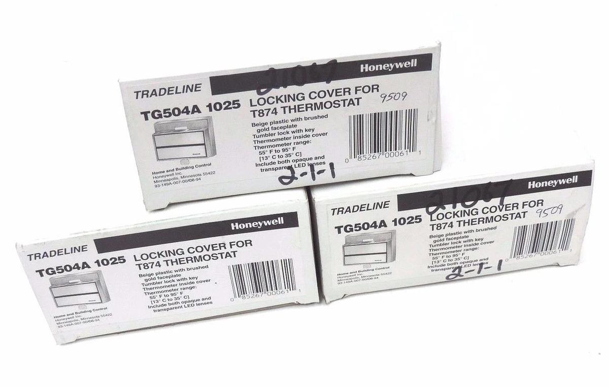 Used LOT OF 3 NIB HONEYWELL TG504A 1025 LOCKING COVER FOR T874 THERMOSTAT BG.W/GD FP