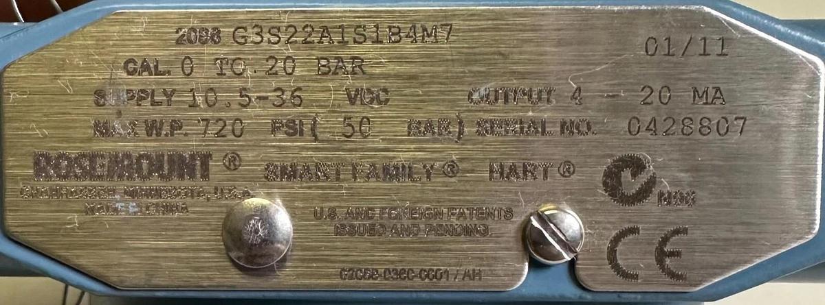 Used ROSEMOUNT 2088 G3S22A1S1B4M7 SMART FAMILY HART TRANSMITTER 1199WNB05-ARFW22DAA5*