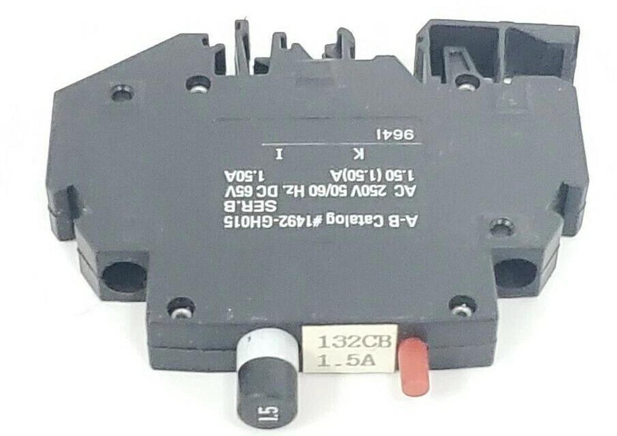 Used ALLEN BRADLEY 1492-GH015 MINI CIRCUIT BREAKER SER B, 1.5AMP, 1492GH015