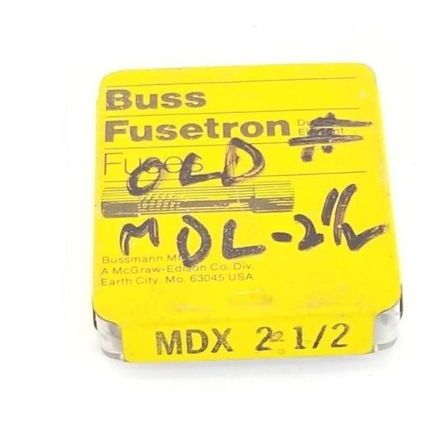 Used PACK OF 5 NEW COOPER BUSSMANN MDX-2-1/2 FUSETRON FUSES 2-1/2AMP, 250VAC