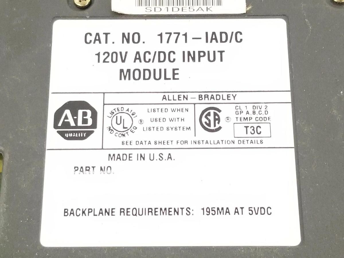 Used LOT OF 2 ALLEN BRADLEY 1771-IAD/C INPUT MODULES 1771IAD SERIES C