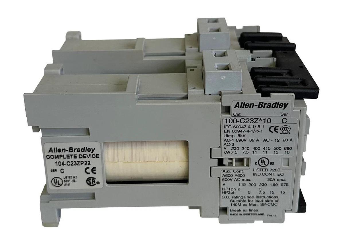 NEW ALLEN BRADLEY 104-C23ZP22 /C REVERSING CONTACTOR 3-POLE 115Vdc 104C23ZP22