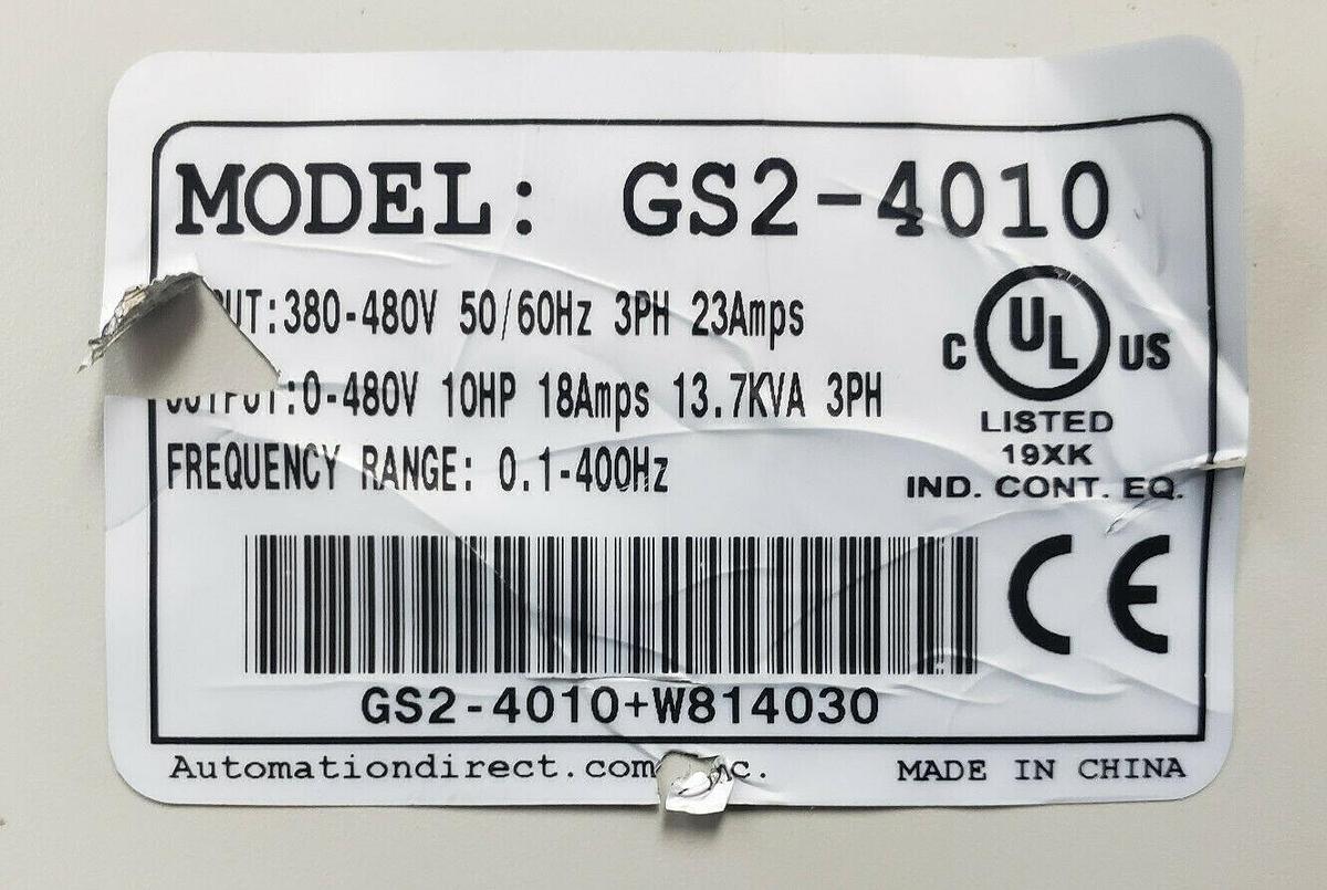 Used AUTOMATION DIRECT GS2-4010 AC MICRO DRIVE 10HP GS2-4010-W814030 *DAMAGED*