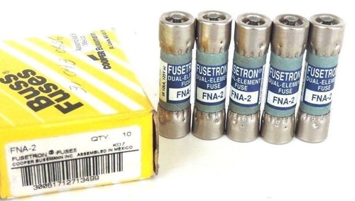 Used BOX OF 5 NEW COOPER BUSSMANN FNA-2 FUSETRON FUSES FNA2