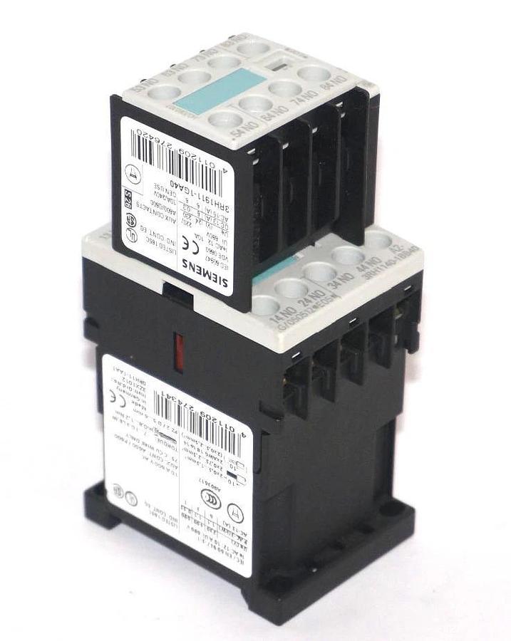 Used SIEMENS 3RH1140-1BB40 CONTACTOR W/3RH1911-1GA40 AND W/ 3RT1916-1BB00