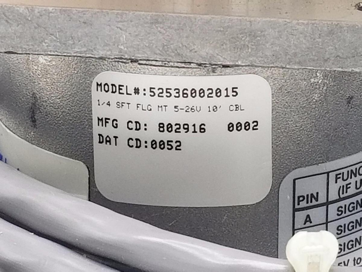 Used DANAHER CONTROLS DYNAPAR 52536002015 ENCODER 1/4 SFT FLG MT 50-26V 10' CBL