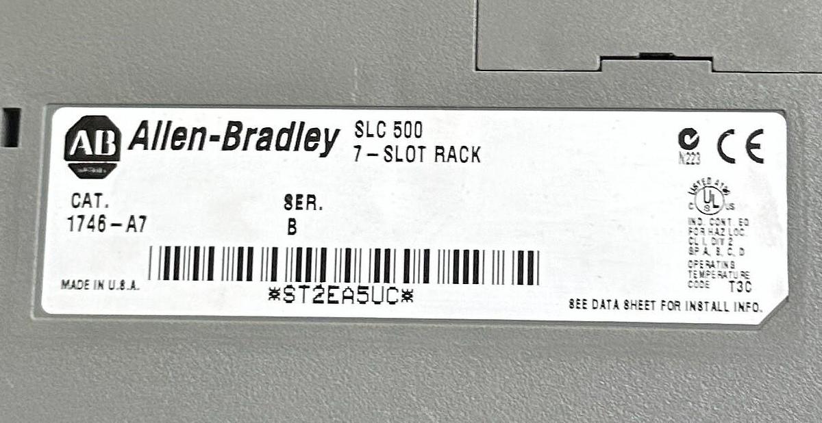 Used ALLEN BRADLEY 1746-P2 /C SLC 500 POWER SUPPLY W/ 1746-A7 /B 7-SLOT PLC CHASSIS