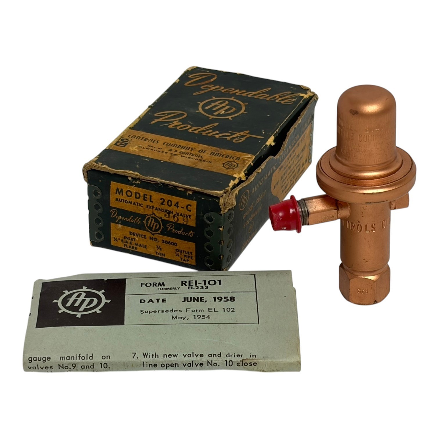 Used Vintage AP Controls 204-C Automatic Expansion Valve 1/2 Ton 1958 New Old Stock