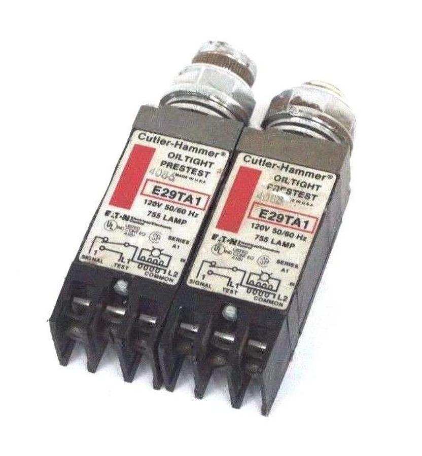 Used LOT OF 2 CUTLER HAMMER E29TA1 OILTIGHT PRESTEST INDICATORS 120V 50/60HZ
