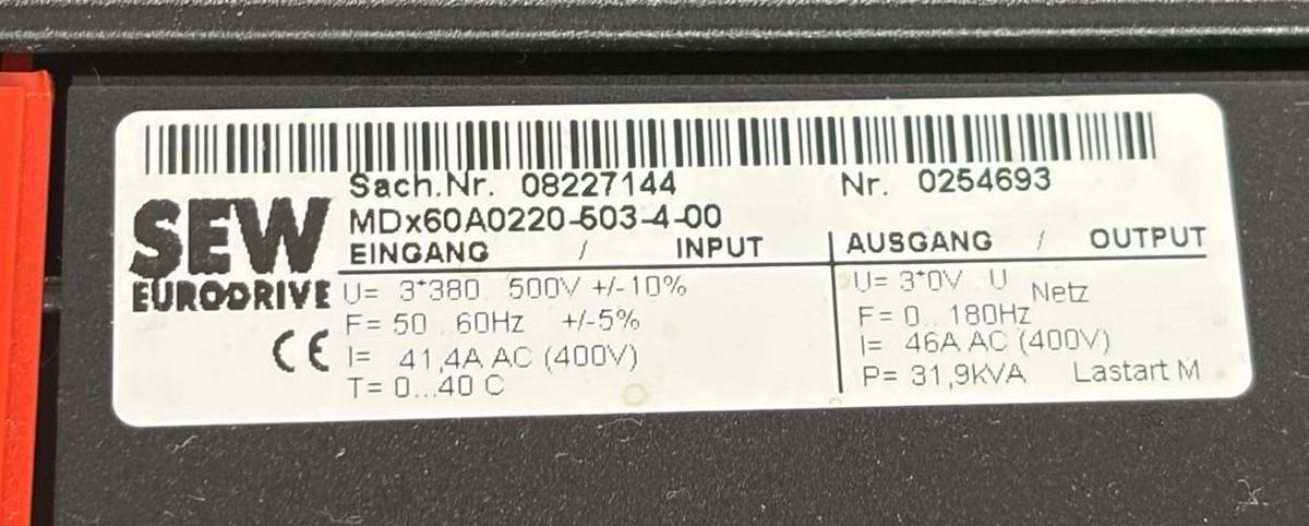 Used SEW Eurodrive Movidrive MDX60A0220-503-4-00 Compact VFD Servo Drive Used Damaged