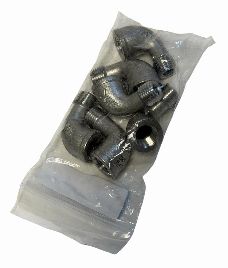 LOT OF 6 NEW LAFFERTY 257378SS 1/4'' 316 STAINLESS STEEL STREET ELBOW FITTINGS