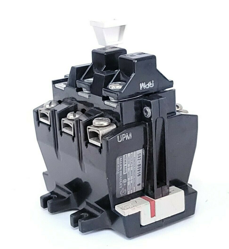 Used ALLEN BRADLEY 592-BOV16 OVERLOAD RELAY SER. B W/ TWO W38 HEATER ELEMENTS