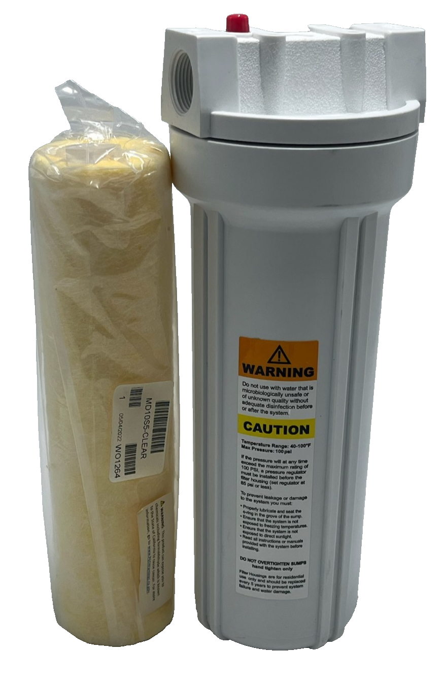 Used Watts FH4200WW12 10" Water Filter Housing w/ MD10S5 5-Micron Oil Removal Filter