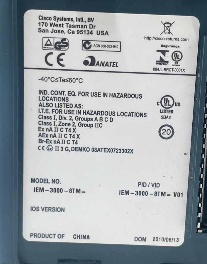 Used 2 CISCO IEM-3000-8TM= 8-Port 10/100 Fast Ethernet Expansion Module - IE 3000 Ser