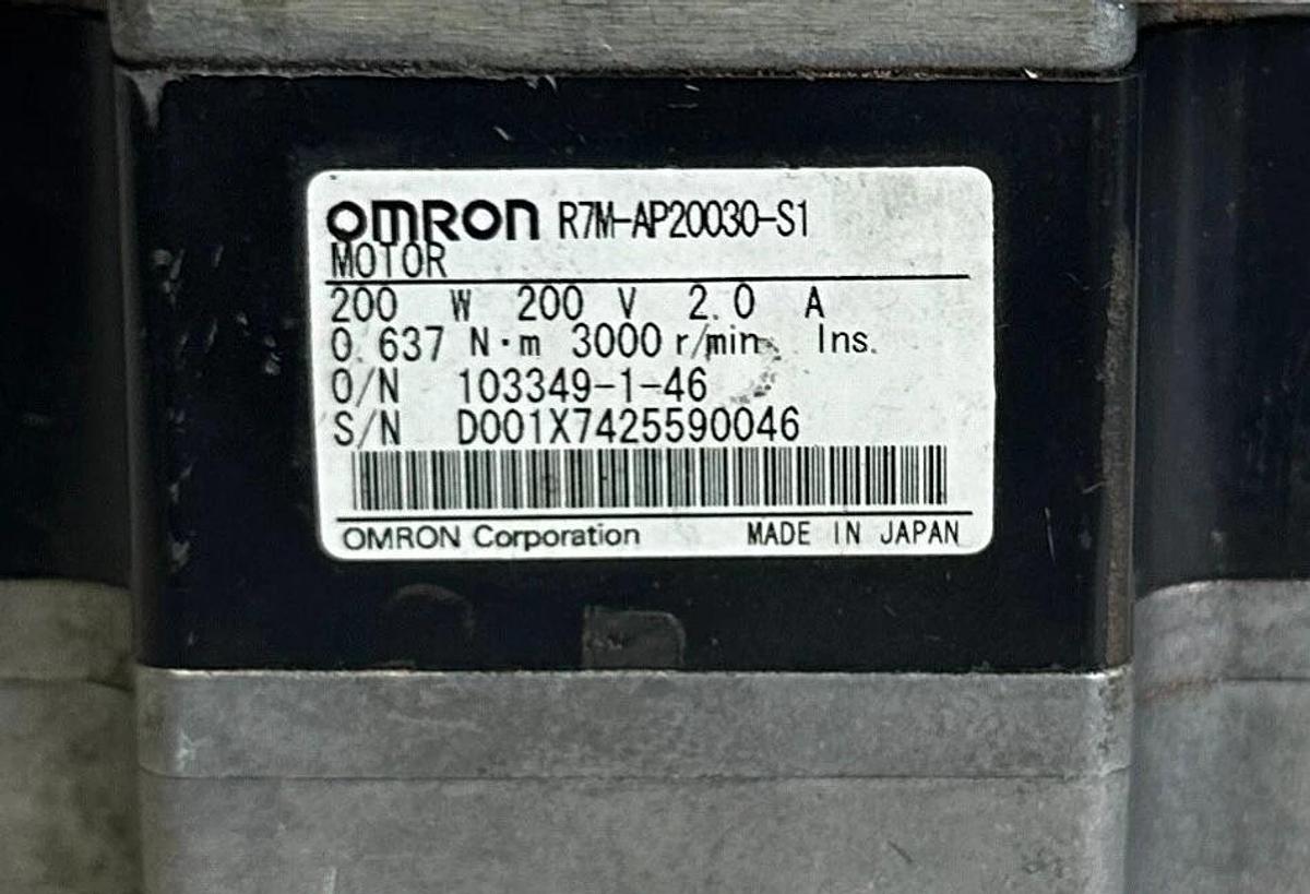 Used OMRON R7M-AP20030-S1 / R7MAP20030S1 SERVO MOTOR 200W 0.637Nm 2A 103349-1-46
