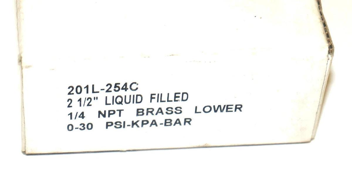 Used NIB BOND 201L-254C PRESSURE GAUGE 2 1/2'' LIQUID FILLED 1/4 NPT BRASS LOWER