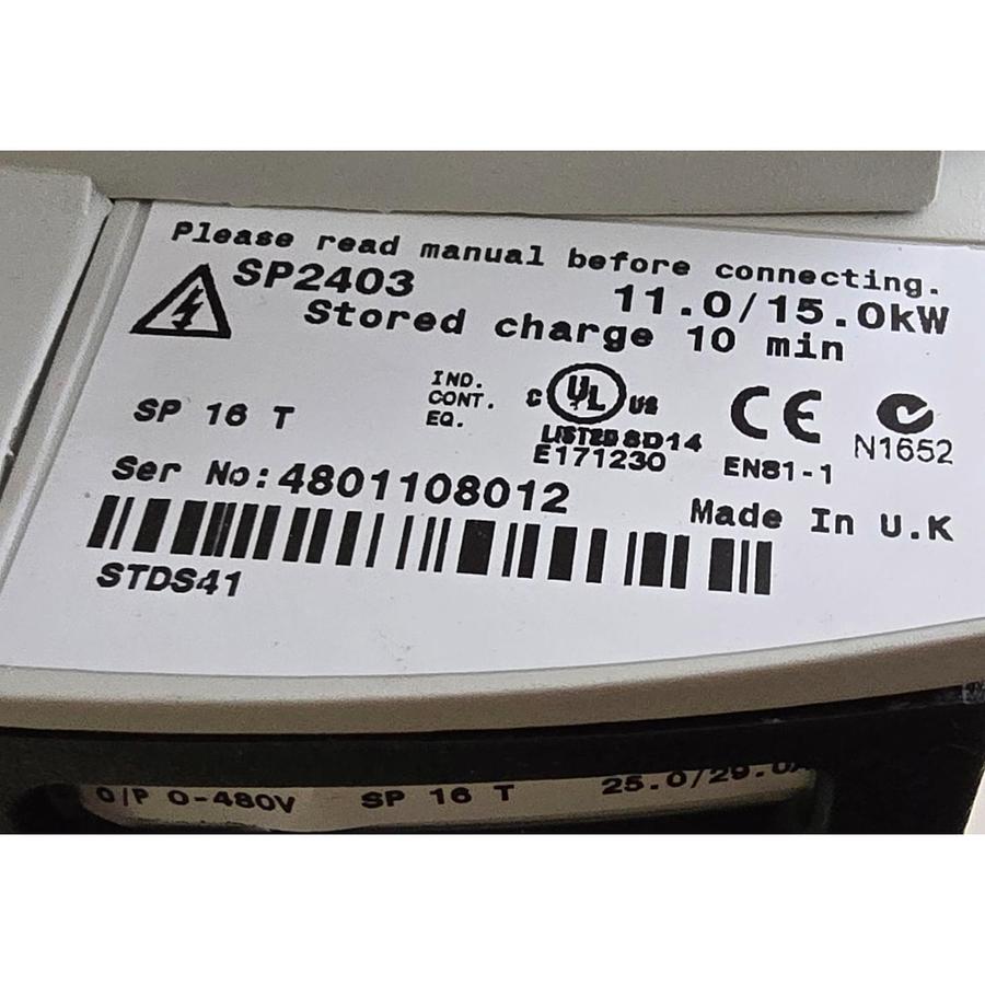 Used EMERSON NIDEC CONTROL TECHNIQUES SP2403 Unidrive SP AC DRIVE 11/15kW 480V NSNP