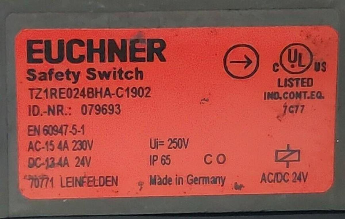 Used EUCHNER TZ1RE024BHAC1902 SAFETY SWITCH TZ 24V TZ1RE024BHA-C1902, 079693