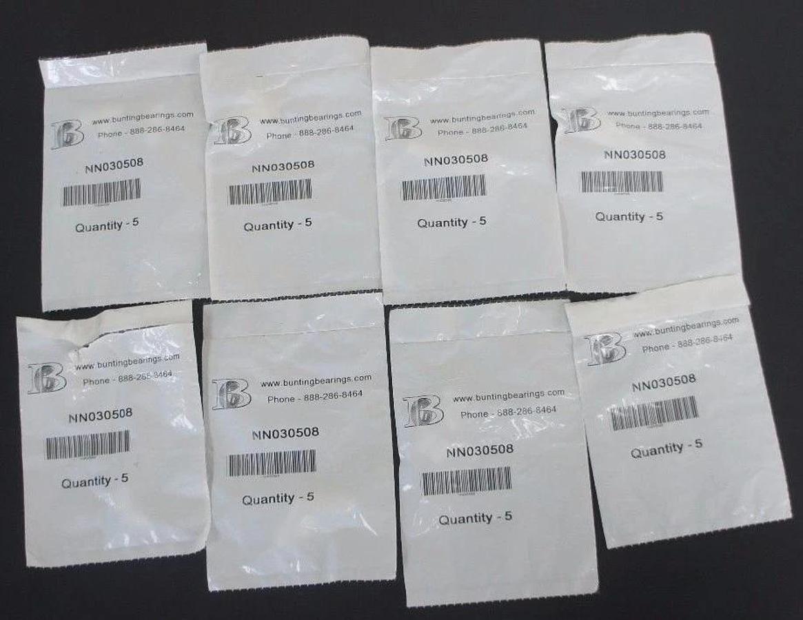 Used LOT OF 8 BUNTING BEARINGS NN030508 INSERTS 7 BAGS OF 5, 1 BAG OF 2 (37 TOTAL)