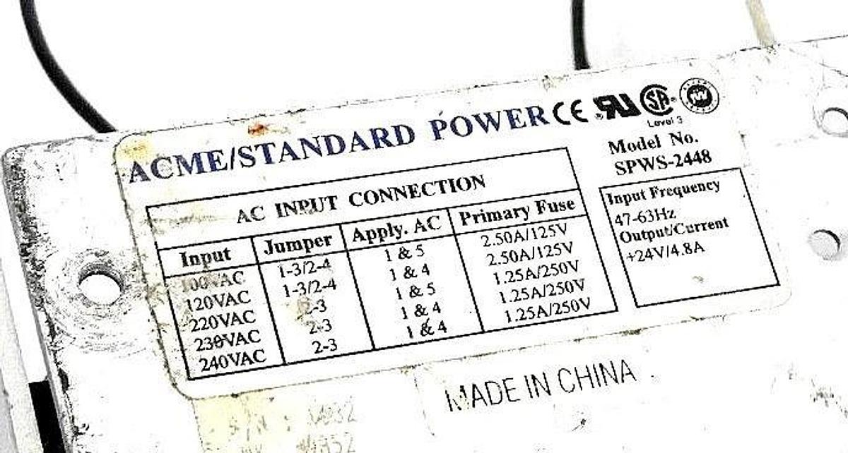Used ACME ELECTRIC SPWS-2448 REGULATED LINEAR POWER SUPPLY SPWS2448