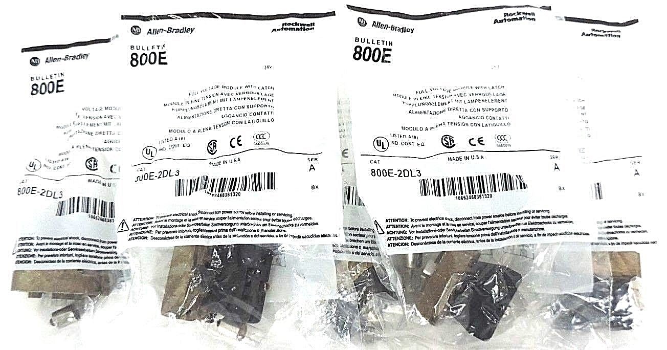(5) NEW ALLEN BRADLEY 800E-2DL3 FULL VOLTAGE MODULE W/ LATCH 800E2DL3, SER. A