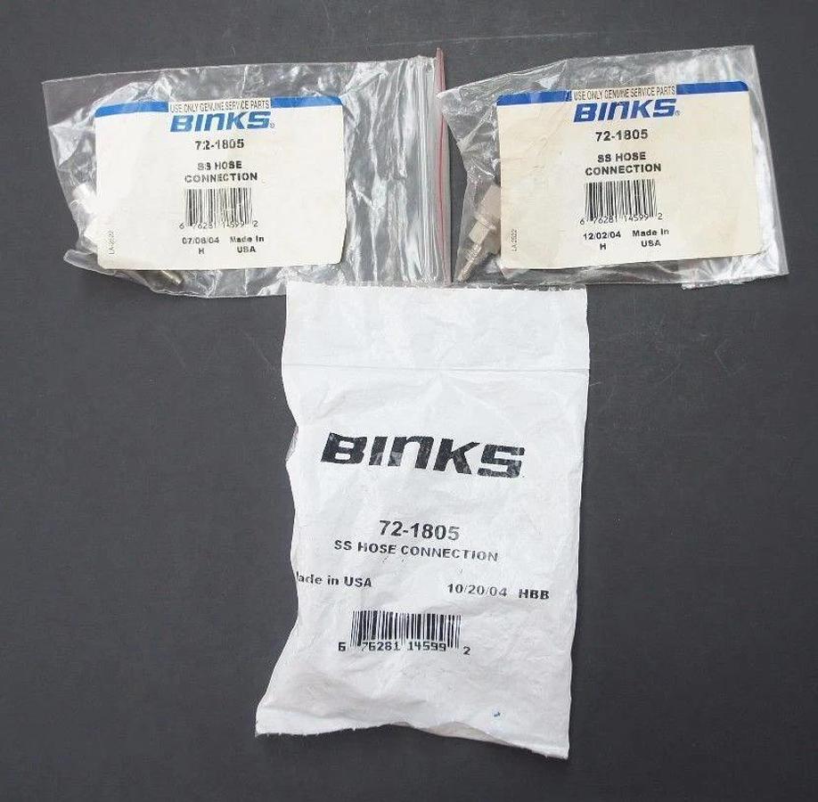 Used LOT OF 3 NEW BINKS 72-1805 STAINLESS STEEL HOSE CONNECTIONS 721805