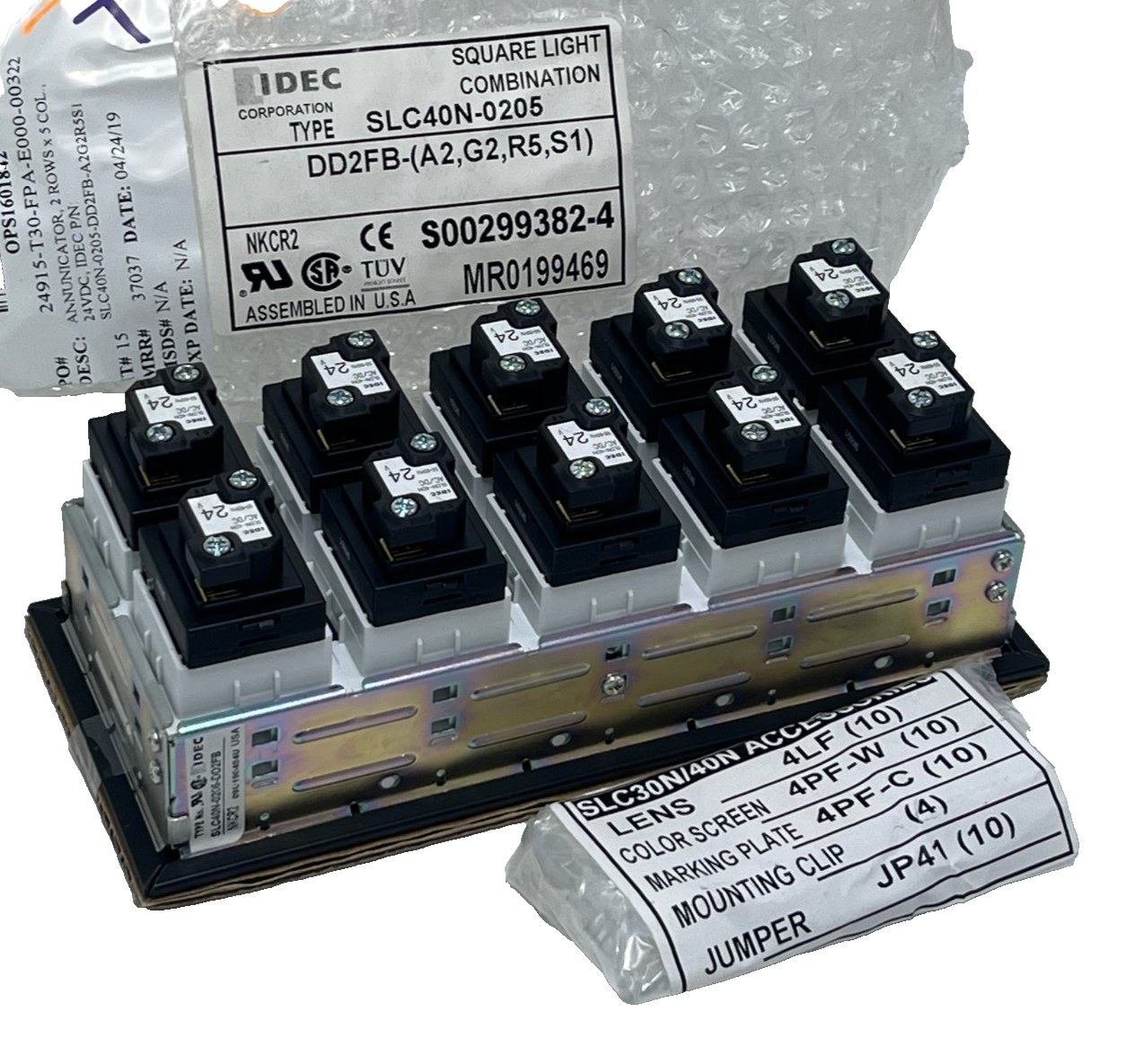 Used IDEC SLC40N-0205-DD2FB Panel Mount Annunciator Pilot Light Matrix - 24V AC/DC