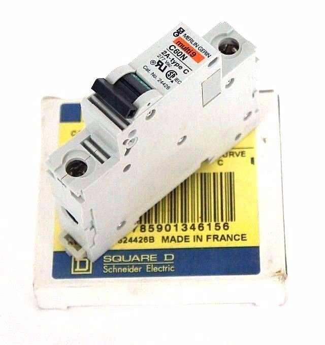 Used NIB SQUARE D MG24426 SUPPLEMENTARY PROTECTOR 34615 C60N 277V, 2AMP, TRIP CURVE C