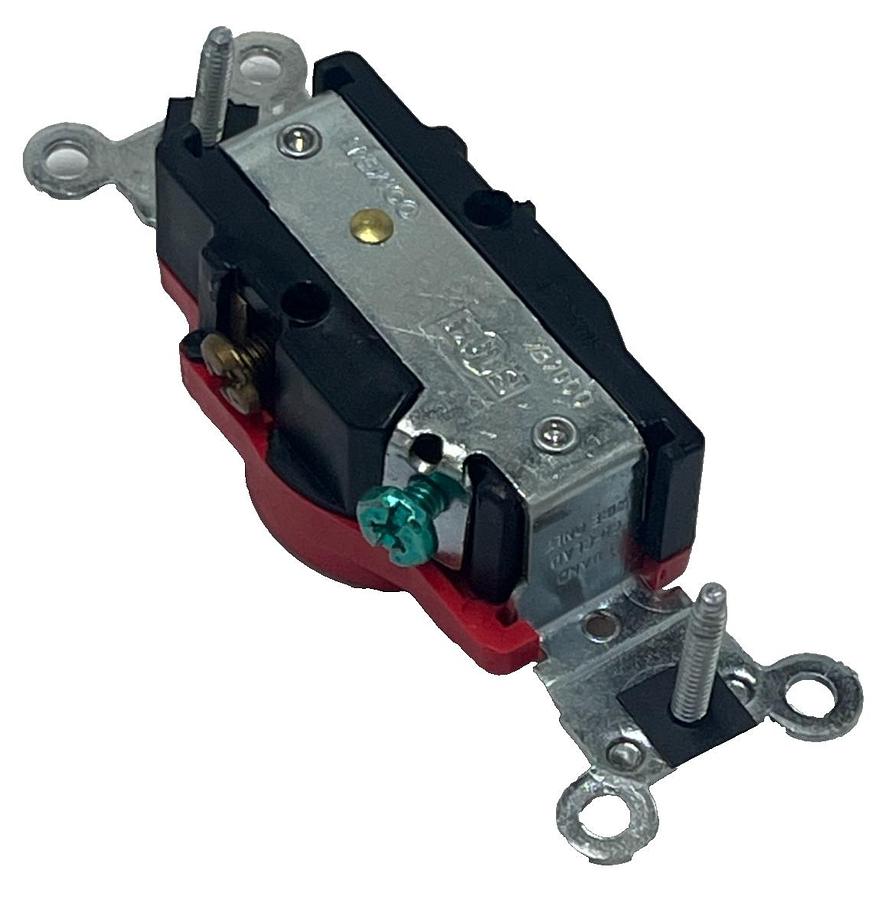 Used LEVITON 5461-R Duplex Receptacle Industrial Red 20A 125V NEMA 5-20R, NSMP