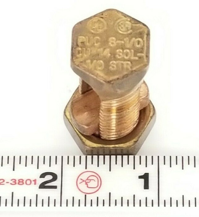Used NEW THOMAS & BETTS PUC S-1/0 CU 14.SOL-1/0 STR SPLIT BOLT BRASS CONNECTOR