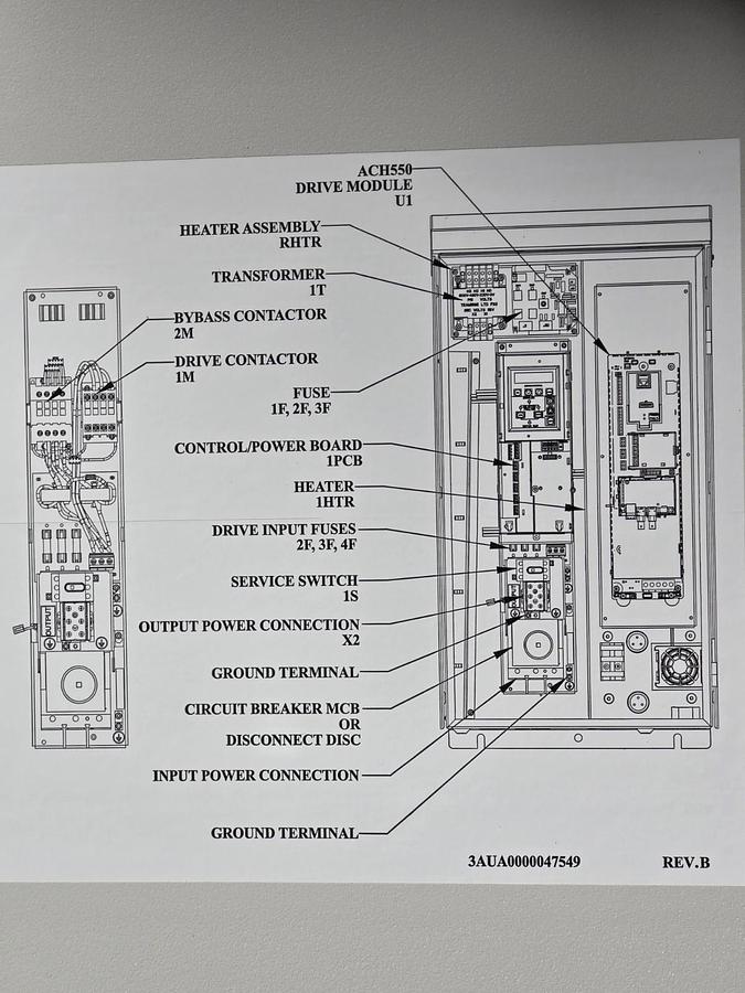 Used ABB ACH550-BCR-012A-4+B058+F267 ACH550 HVAC AC DRIVE 7.5 HP, 380-480V 11.9A NSMP