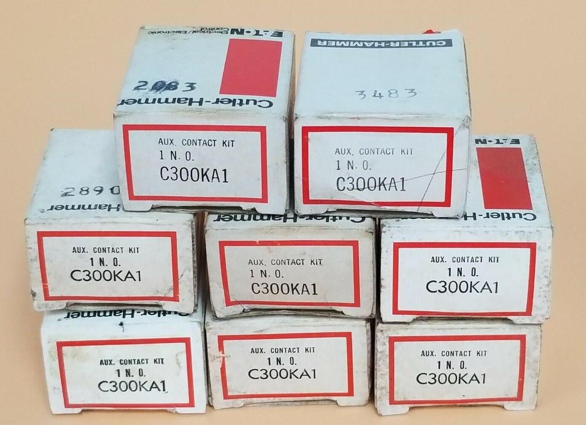 Used LOT OF 8 NIB EATON CUTLER-HAMMER C300KA1 AUX. CONTACT KITS 1 N.O.