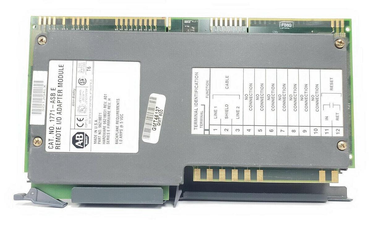 Used ALLEN BRADLEY 1771-ASB/E REMOTE I/O ADAPTER H/W REV: A01 SER. E F/W REV: H