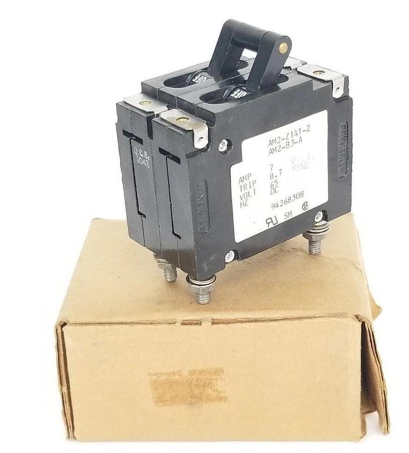 NIB HEINEMANN AM2-Z141-2 / AM2-B3-A MINI CIRCUIT BREAKER 65VDC, 7A, 94268308