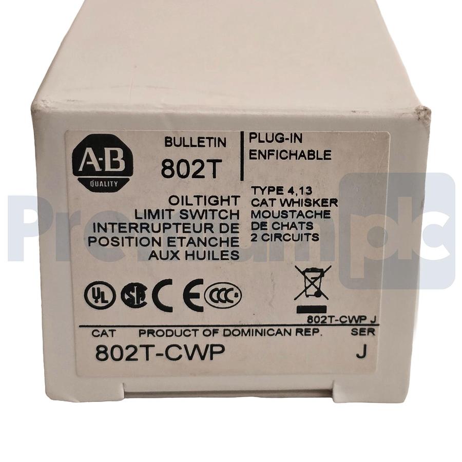 Used Allen-Bradley 802T-CWP /J Limit Switch Cat Whisker Plug-In Heavy Duty 2-Pos NSMP