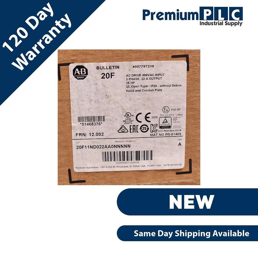NEW ALLEN BRADLEY 20F11ND022AA0NNNNN /A PowerFlex 753 AC DRIVE 15HP 480VAC