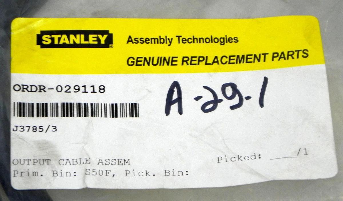 Used NEW STANLEY J3785/3 CABLE J37853 REV D