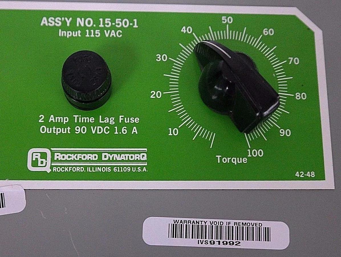 Refurbished ROCKFORD DYNATORQ 15-50-1 CONTROL PANEL W/ STACO ENERGY TYPE 221 AUTOTRANSFORMER