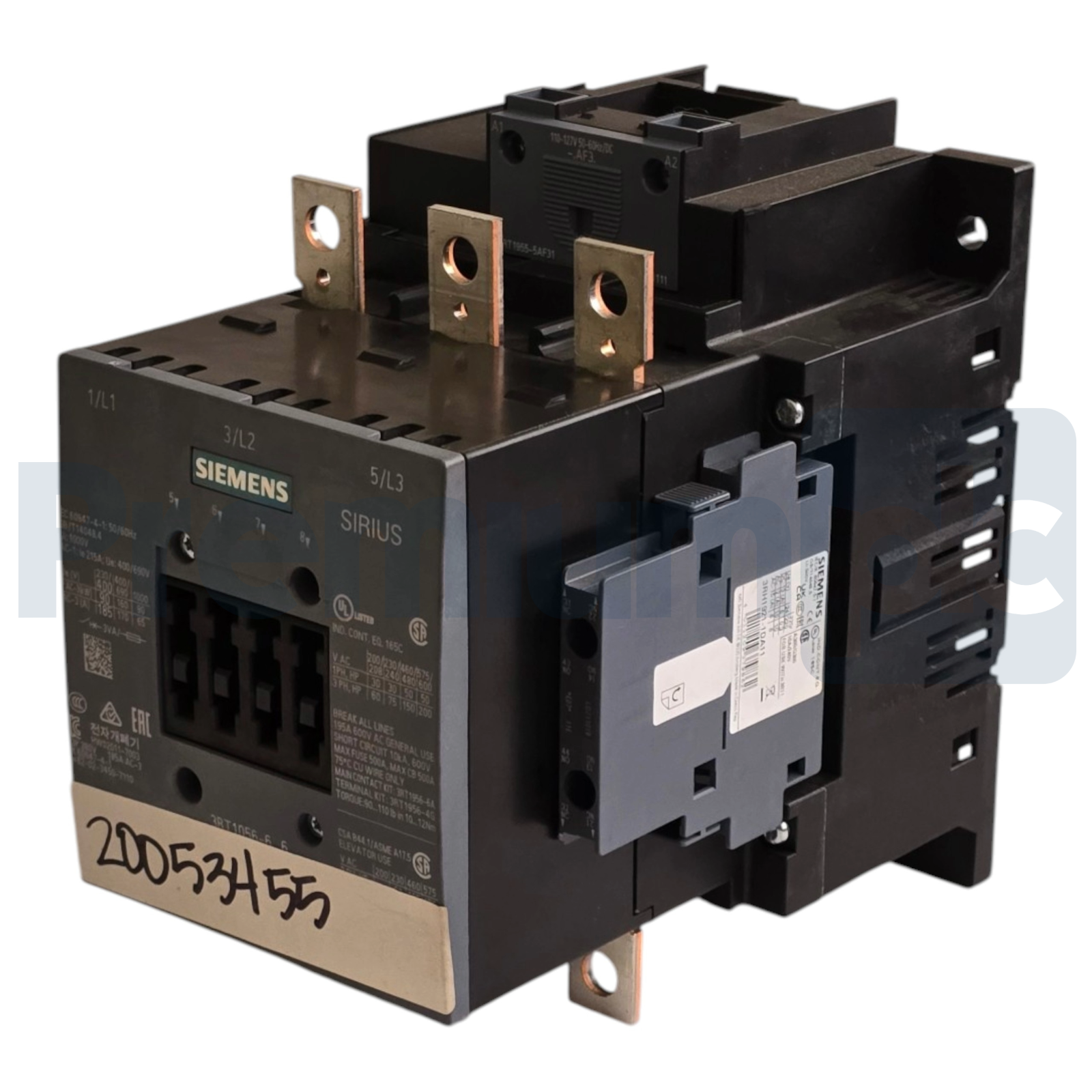 Used Siemens 3RT1056-6AF36 SIRIUS Contactor 3-Pole 90kW 185A 110-127V AC/DC NSNP