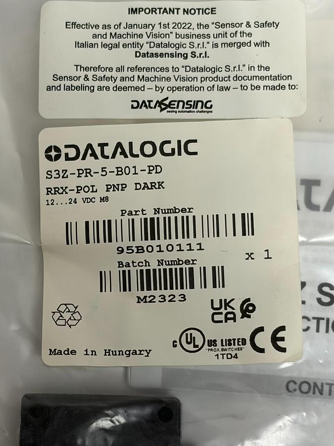 Used Datalogic S3Z-PR-5-B01-PD Photoelectric Sensor Switch 95B010111 New