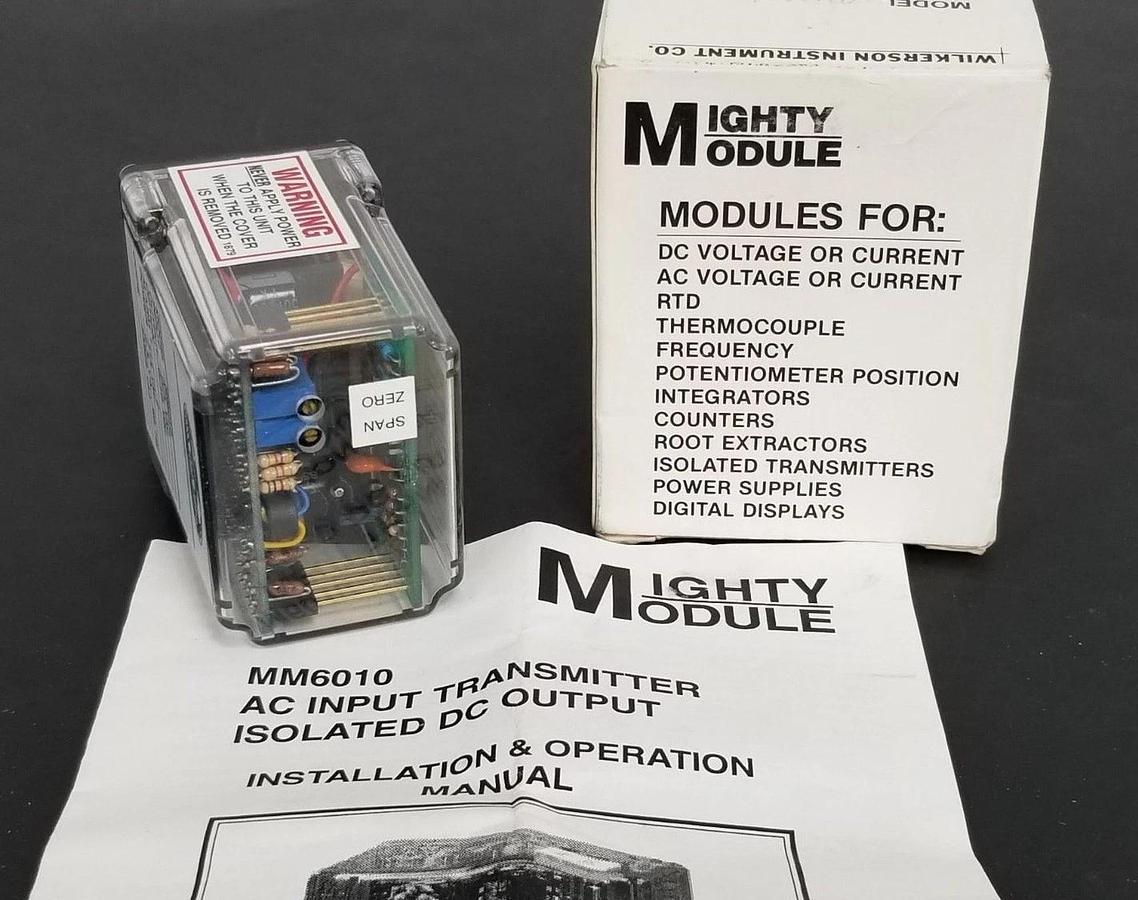 Used NIB MIGHTY MODULE MM6010 TRANSMITTER ISOLATED 0/5 VAC, 0/10 VDC, 115VAC, 2.4 VA