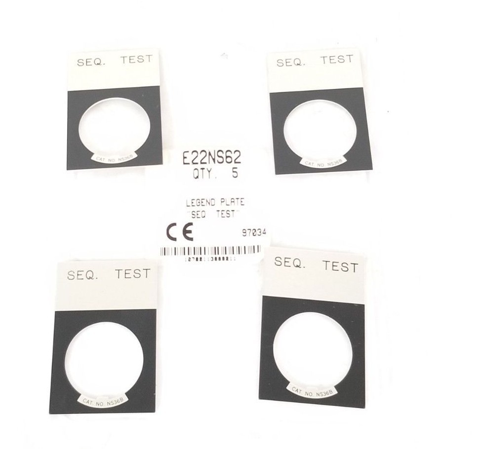 Used BAG OF 4 NEW EATON CUTLER-HAMMER E22NS62 STD ALUM LEGEND PLATES "SEQ-TEST"