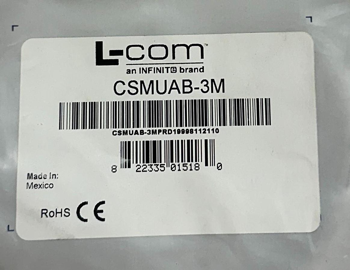 Used 2 L-COM PREMIUM USB CABLES CSMUAB-3M / CSMUAA-5M TYPE A-B / A-A 3M/5M NSMP