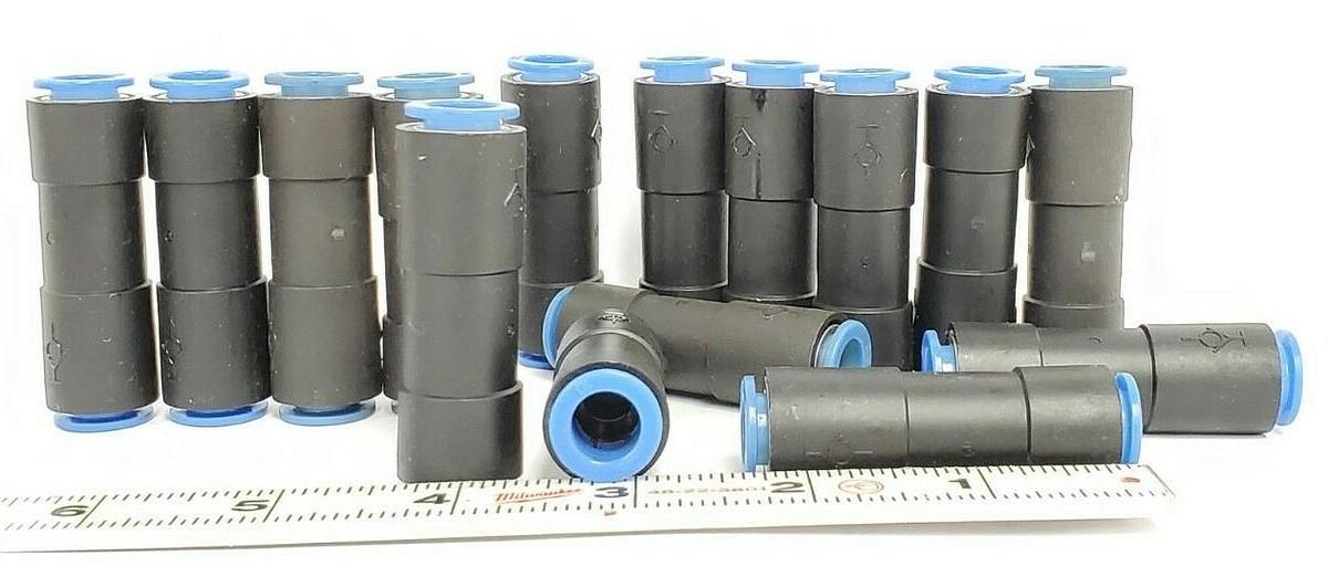 Used LOT OF 15 NEW SMC 10 STRAIGHT UNION FITTINGS, 10MM-10MM