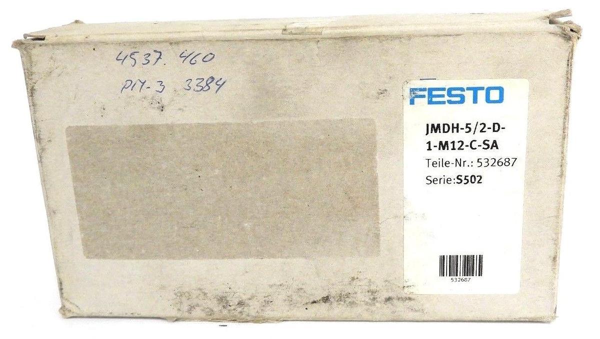 Used NIB FESTO JMDH-5/2-D-1-M12-C-SA SOLENOID VALVE 532687, SERIE: S502