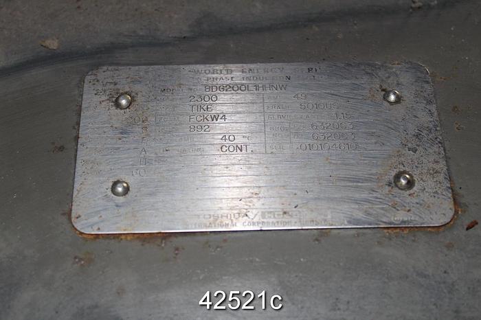 Used Toshiba 8DG200L1HH A/C Motor, 200 Hp, 900 Rpm, 5010US Frame #42521